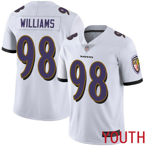 Baltimore Ravens Limited White Youth Brandon Williams Road Jersey NFL Football #98 Vapor Untouchable